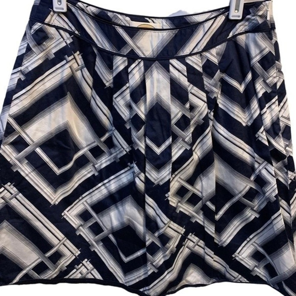 Vintage Talbots Petites Navy Blue Geometrical Retro Skirt Size 4
